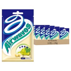 Airwaves 超涼無糖口香糖 冰釀葡萄口味, 極致嗆涼口感, 隨時提振精神, 28g, 10包