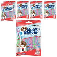 maxill 美適 ipana 兒童安全牙線棒 Set 50支, 高耐磨線材, 不易斷裂, 扁線設計, 潔牙效果佳, 6包