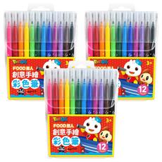 風車圖書 FOOD超人 創意手繪彩色筆 12色, 無毒可水洗, 3盒