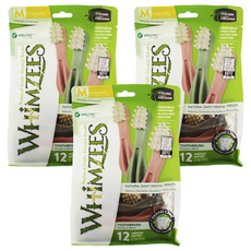 WHIMZEES 唯潔 潔牙骨, 每日潔牙零食, 減少牙菌斑和牙垢, 清新口氣, 獨特形狀有助於清潔牙齒之間, 360g, 3包