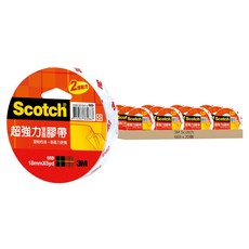 3M Scotch 超強力雙面膠帶, 18mmx5yd, 黏性更強, 適用於厚紙板黏貼 美工用途, 透明色, 20個