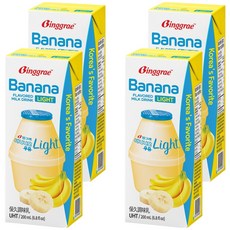 Binggrae light 香蕉風味 保久調味乳, 200ml, 4個