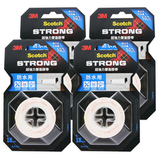 3M Scotch 超強力雙面膠帶 防水用 V1807N 18mm x 1.5m, 紅色, 4捲