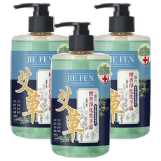 Jie Fen潔芬 艾草檀香洗手露 草本精華 溫和潔淨 全家適用, 350ml, 3瓶