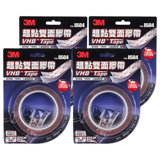 3M VHB 超黏雙面膠帶 PN8504, 尺寸24mm x 1mm x 3m, 耐高溫100度, 降低噪音, 汽車/居家適用, 4個
