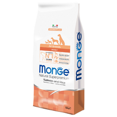 MonGe 瑪恩吉 1歲以上成犬 天然呵護 乾飼料, 鮭魚 + 米, 12kg, 1袋
