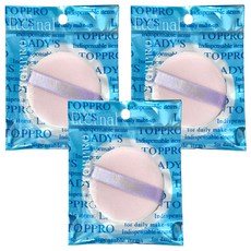 TOPPRO 韓製特柔雙倍絨毛蜜粉撲 L, 3個, 無香味