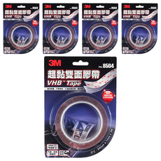 3M VHB 超黏雙面膠帶 PN8504, 尺寸24mm x 1mm x 3m, 耐高溫100度, 降低噪音, 汽車/居家適用, 5個