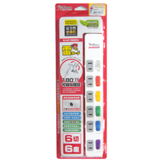 iPlus 保護傘 6切6座180度插頭延長線, 2.7m, PU-2665, 1條