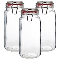 Premier 扣式玻璃密封罐 紅色 2L 食品級玻璃保鮮罐, 3個