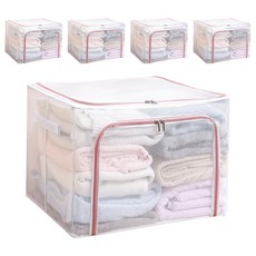 樂邦 雙開口PVC鋼架衣服收納箱 66L 50 x 40 x 33cm 藕粉色, 5個