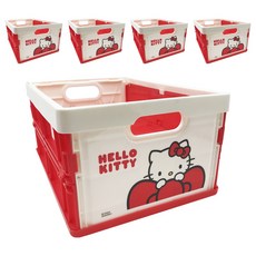 Sanrio 三麗鷗 Hello Kitty PP摺疊收納籃 30 x 21 x 14cm 紅色 5個