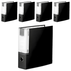 希望辦公用品 合紙D型環3孔活頁夾, 黑色, 5個