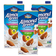 BLUE DIAMOND 藍鑽 Almond Breeze 無糖杏仁奶, 946ml, 3瓶