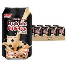 RICO 紅牌 珍奶 療癒系 黑糖撞奶 350g*12罐, 台灣經典風味，隨時享受