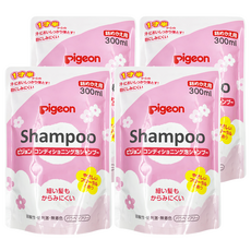 pigeon 貝親 泡沫洗髮精 補充包 1歲半以上使用 花香, 300ml, 4包