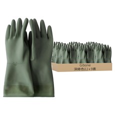 GIBONE 忠於基本 易穿脫橡膠手套, 深綠色, 大(L), 9套
