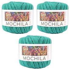 brandyarn Mochila系列 棉針織線，藍綠色 50克/1入，韓國產, 3捲