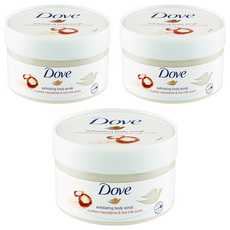 Dove 多芬 身體磨砂膏，澳洲堅果+米奶，溫和去角質, 225g, 3罐