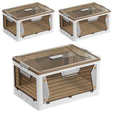 五開式磁吸疊疊收納箱, 61.5 x 42 x 33.5 cm, 白色, 3個