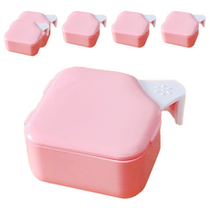 日式假牙套清潔雙層浸泡盒-粉 雙層瀝水設計 方便清潔 保持假牙衛生, 1入, 6個
