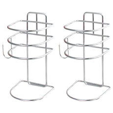 不鏽鋼吹風機架, 10x9.5x18.5cm, 附透明無痕掛勾, 台灣製, 2個