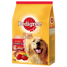 Pedigree 寶路 乾糧 3kg, 牛肉+蔬菜, 1袋