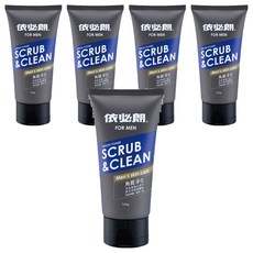 依必朗男性洗面乳 角質淨化, 含高嶺土+天然核桃顆粒, 120g, 5條