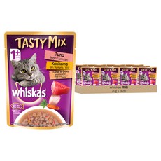 whiskas 偉嘉 什錦珍味系列 貓主食餐包, 鮪魚 + 蟹肉 + 紅蘿蔔湯汁, 70g, 56包