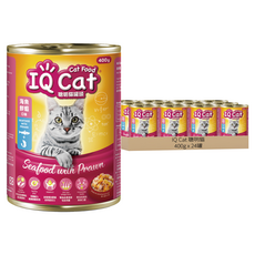 IQ Cat 聰明貓 貓罐頭, 海魚鮮蝦口味, 400g, 24罐