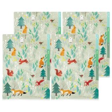 日本 MIDORI 3層資料夾 A5, 北歐動物 綠色, 4個