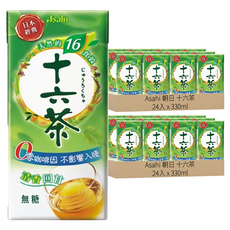 Asahi 朝日 十六茶 經典無糖, 零咖啡因配方, 24入, 330ml, 48入