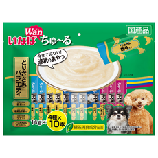 INABA Churu 汪啾嚕 肉泥超值多入組, 14gx10本, 4種口味, 綠茶消臭成分配合, 雞肉綜合口味, 560g, 1袋