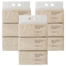 生活工坊 抽取式無漂白天然紙漿廚房紙巾, 3包, 3袋