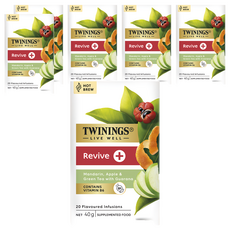 TWININGS 唐寧茶 REVIVE+ 茶包 Set 含有維生素B6 風味茶, 2g, 20包, 6盒