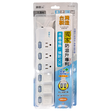 東億 6開6插座延長線 防溫升專利 防火耐高溫材質, 1.8m, 白色, 1條