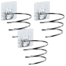 小麥購物 無痕壁掛式不鏽鋼吹風機架 L2262, 3個, 不鏽鋼色