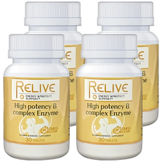 RELIVE 百大蔬果酵素天然B群, 30錠, 4罐