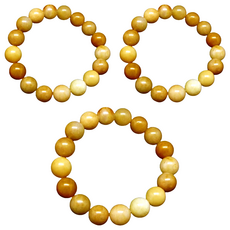 原藝坊 招財開運黃金木佛珠手鍊 15mm 黃色, 3條