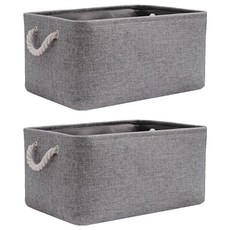Starshop 可折疊棉麻衣服收納箱, 2個, 灰色