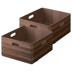 KING JIM KiiNi 木質風格折疊收納箱 自然棕, M (265 x 240 x 128mm), 2個