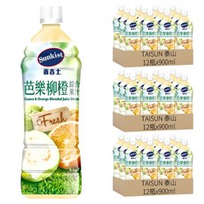 泰山 TAISUN 芭樂柳橙綜合果汁飲料 Sunkist 香吉士 12瓶, 900ml, 36瓶