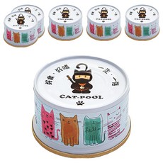 CAT-POOL 貓侍 馬卡龍系列貓湯罐 雙魚親子煲 鮪魚加白飯魚, 85g, 6罐