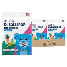 ACE SUPER KIDS 牙博士棒棒糖 Set 8支, 美國牙科博士研發, 含50%膳食纖維, 添加維生素C, 無糖低熱量, 西瓜 + 青蘋果, 60g, 2袋