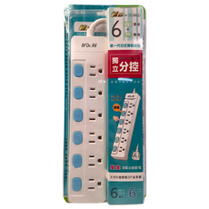 Dr.AV 聖岡科技 6切6插節能3P延長線 新一代日式獨立分控, 1.8m, TX-600-6, 1個