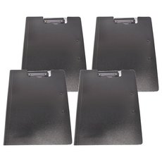 CCHING 青青文具 雙夾文件夾A4 簡單生活, 黑色, 4個