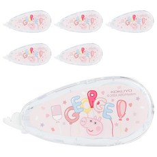 KOKUYO 國譽 佩佩豬 × KOKUYO聯名 可替換式修正帶, 象牙白/粉色, 6個