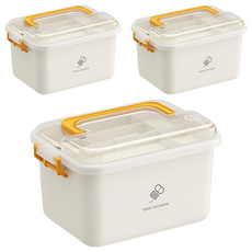 Mass 生活好物 雙層大容量醫藥箱 藥品收納盒 29 x 21 x 18cm 大號黃色, 3個