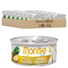 monGe 瑪恩吉 優鮮蔬果 養生湯貓罐, 雞肉 + 鳳梨, 80g, 24罐