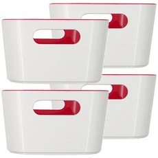 KEYWAY 聯府 雙色收納籃, 白色 + 紅色, 4個